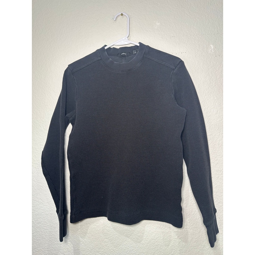 Theory Mattis Crew OT Studio TW Waffle Knit Long Sleeve Top Black XS M1094509